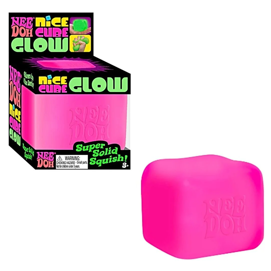 NeeDoh Nice Cube Glow in the Dark Pink Squishy